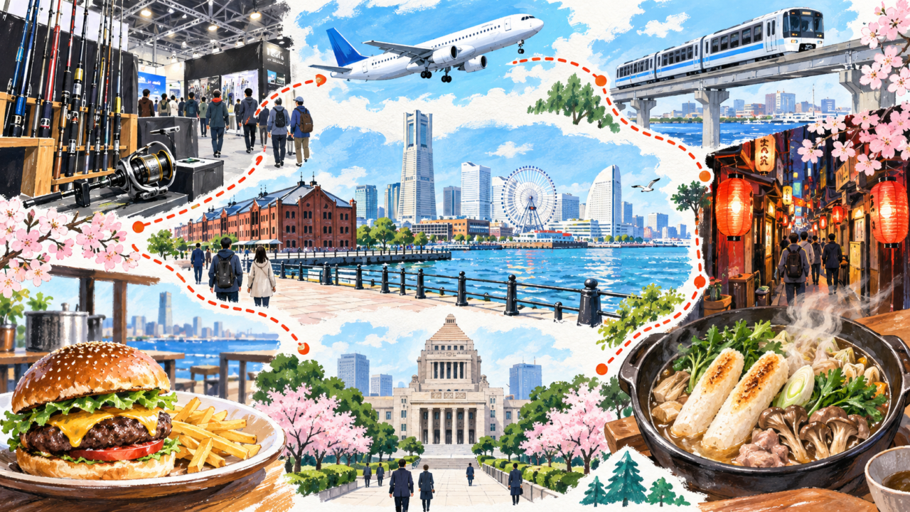 横浜の釣り展示会から新宿と国会を巡る三月の旅日記